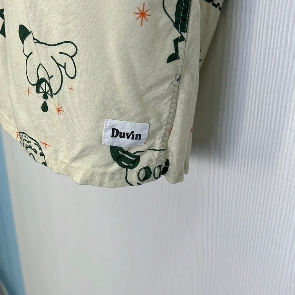Duvin - Beige Taco Guacamole Fun Graphic Short Sleeve Button Up Size Small - Picture 6 of 12